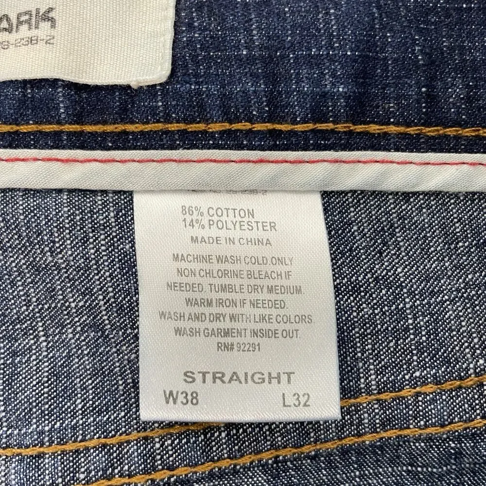 PJ Mark Mens Dark Wash Denim Straight Leg Loose Fit Jeans Size 38x32 (38x30)